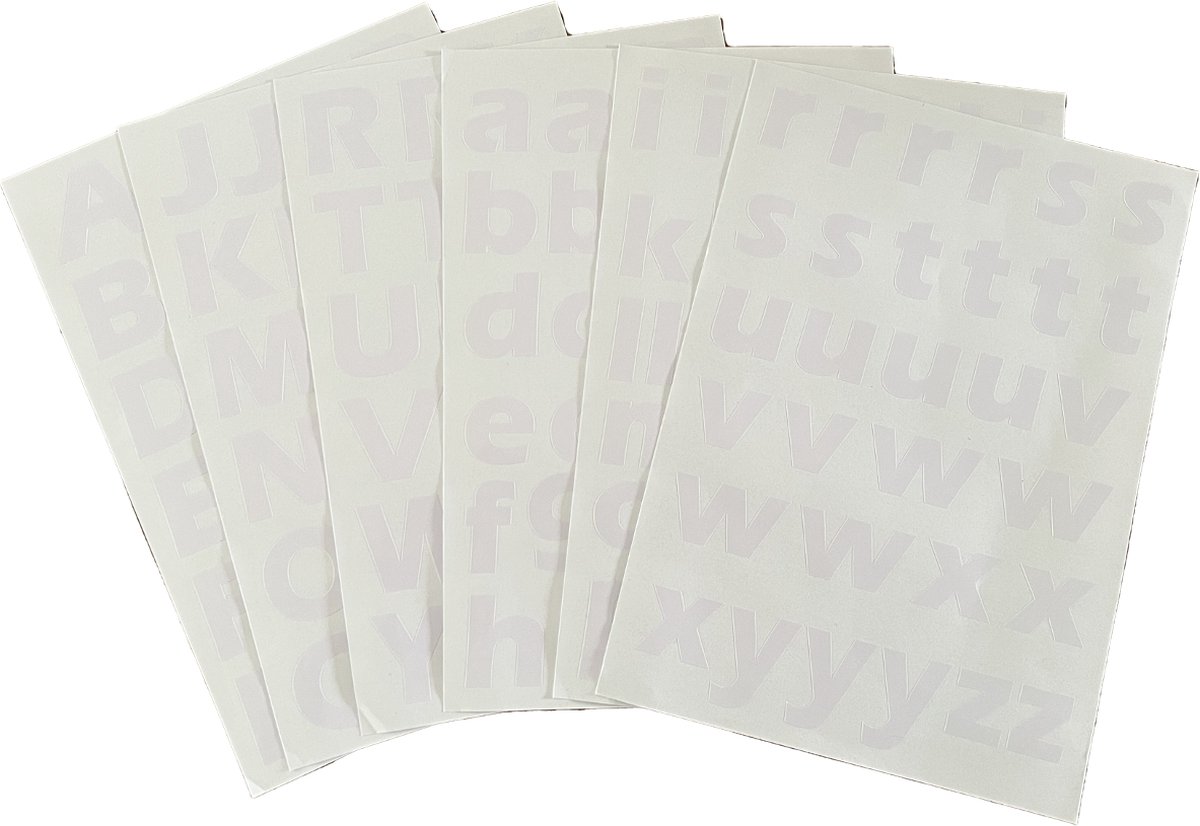 Afecto cursief plakletters wit | alfabet stickers | | hoogte 4 cm- schuine plakletter